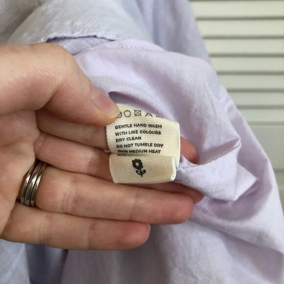 Innika Choo Lavender Pi Furlunche Wrap Ruffled Embroidered Linen Midi Dress - Picture 16 of 16